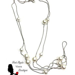 Silver Pearl Pendant Necklace